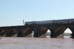 AMTK 99 leads the eastbound Pennsylvanian over Rockville bridge into Harrisburg